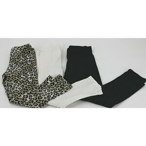 Girls' Bundle lot of 3 Leopard Print, White, Black Leggings Youth